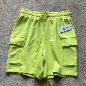 NWT Tribal Sport Neon Yellow Cargo Pocket Pull-On Shorts